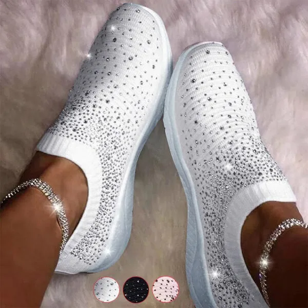 Women Slip On Casual Rhinestone Sneakers