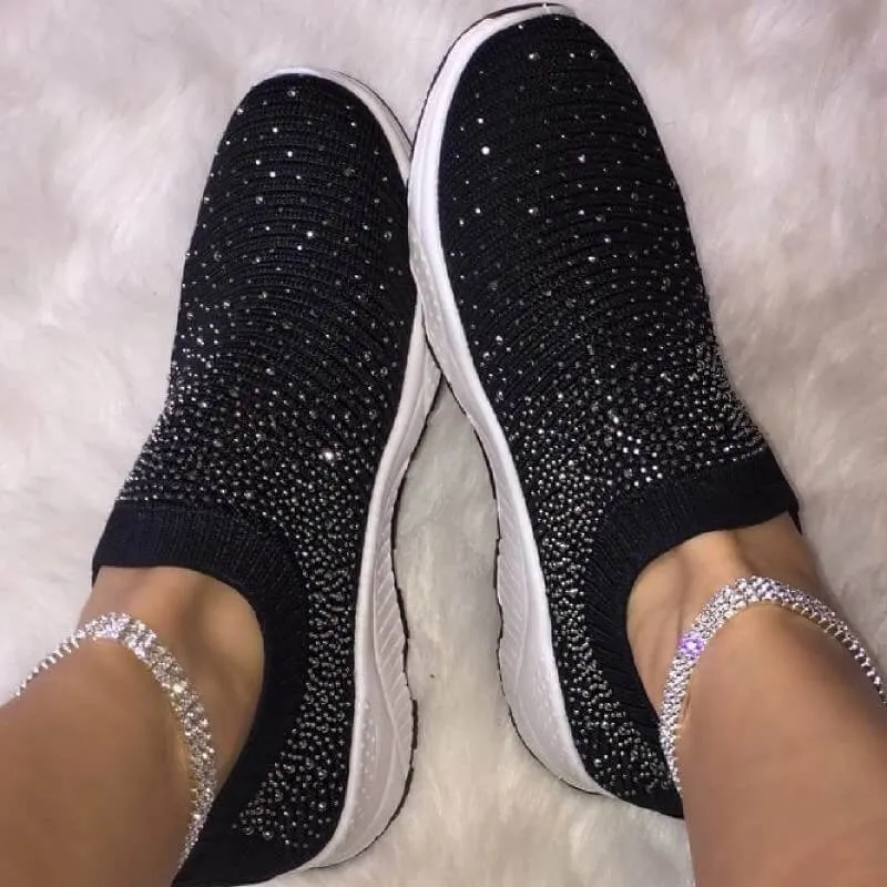 Women Slip On Casual Rhinestone Sneakers