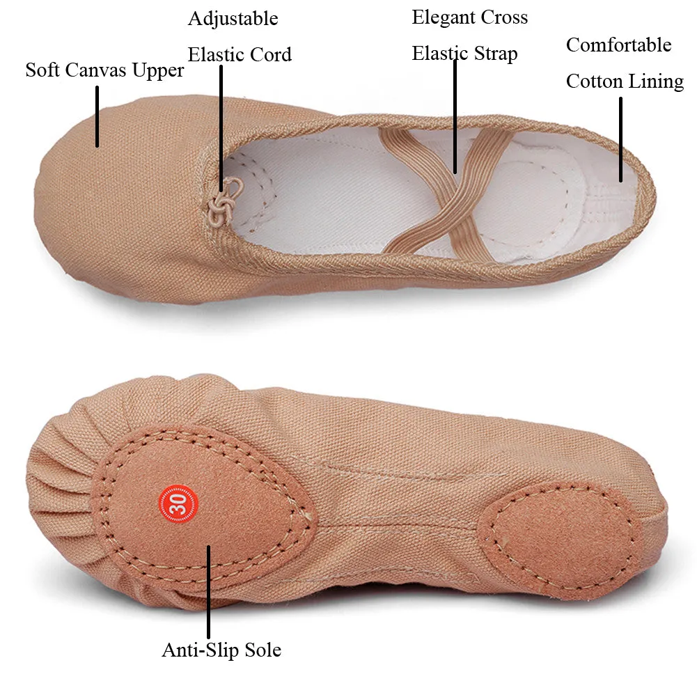 Women's Ballet Slipper Split Sole Canvas Yoga Dance Flats