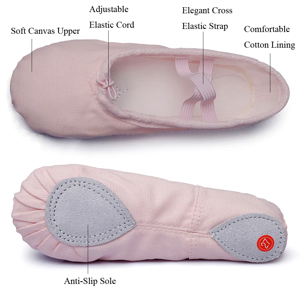 Women's Ballet Slipper Split Sole Canvas Yoga Dance Flats