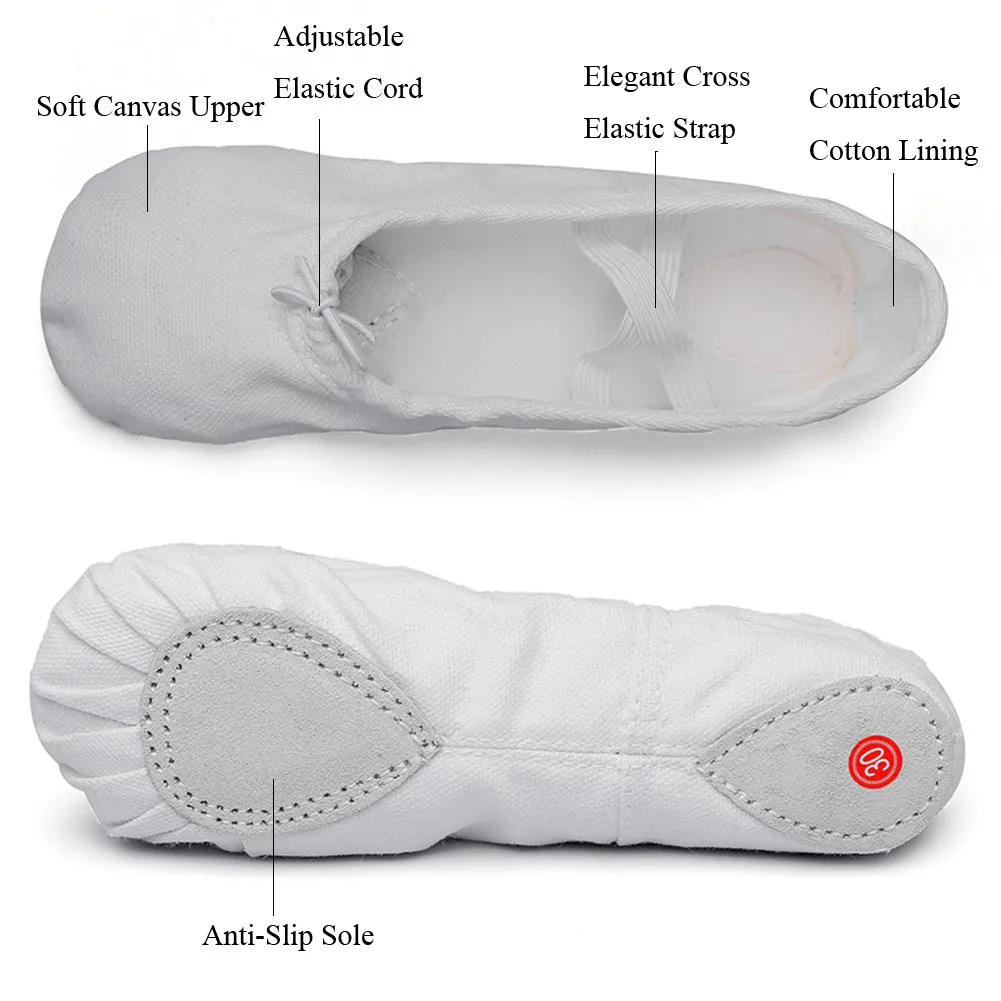 Women's Ballet Slipper Split Sole Canvas Yoga Dance Flats