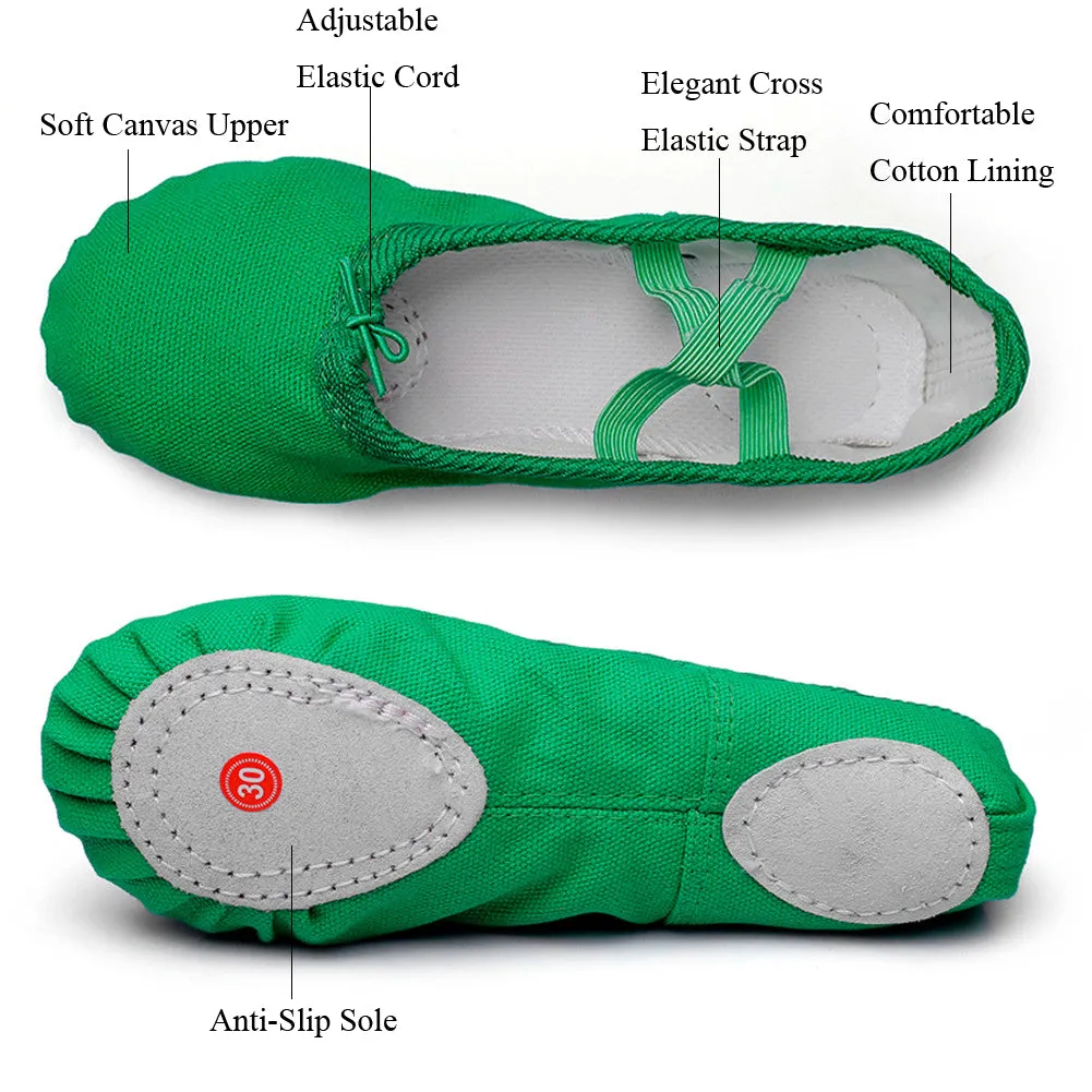 Women's Ballet Slipper Split Sole Canvas Yoga Dance Flats