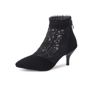 Women's Booties Pointed Toe Lace Mesh Ankle Boots