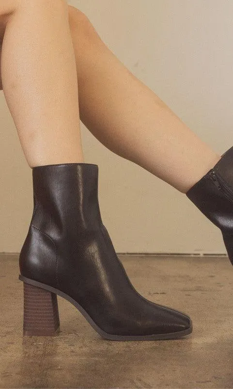 Womens Square Toe Ankle Boots