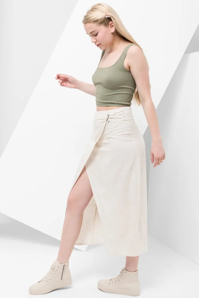 Wrap Skirt With Metal Ring Natural