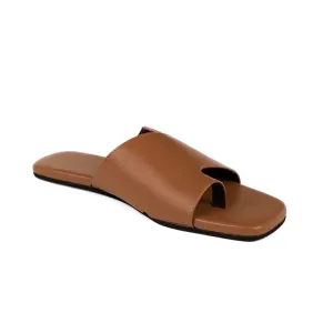 Yuna Cloak Vegan Leather Tan Women Slides Thrift Edit