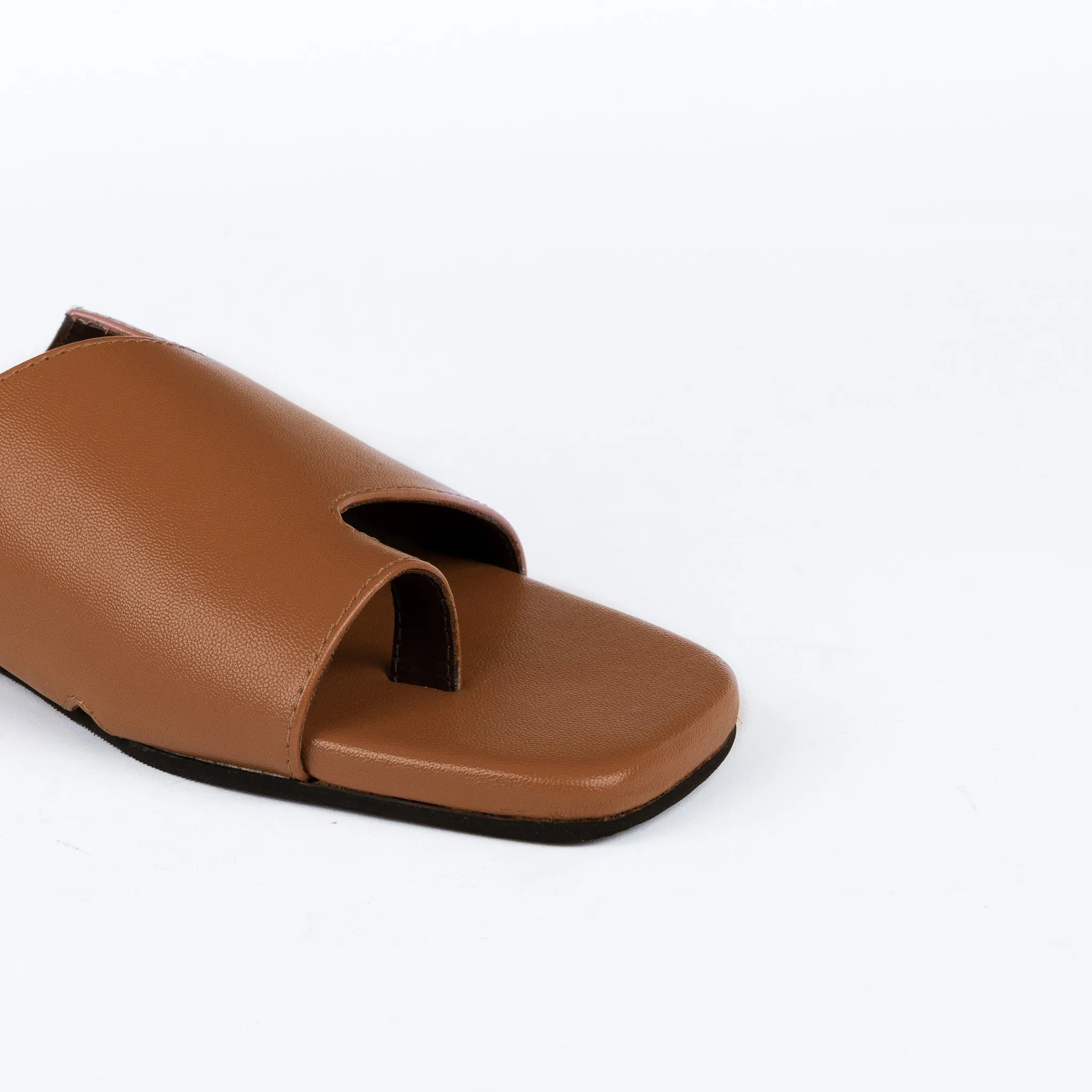 Yuna Cloak Vegan Leather Tan Women Slides Thrift Edit