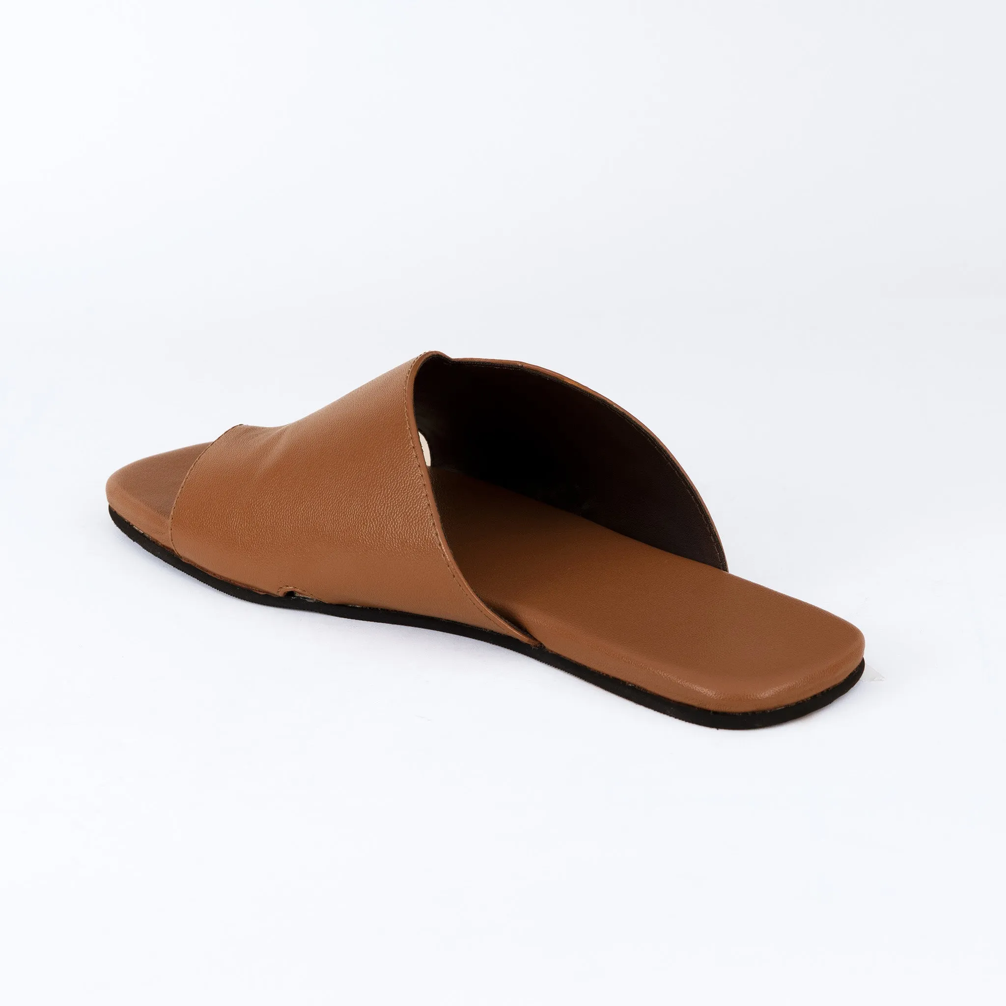 Yuna Cloak Vegan Leather Tan Women Slides Thrift Edit